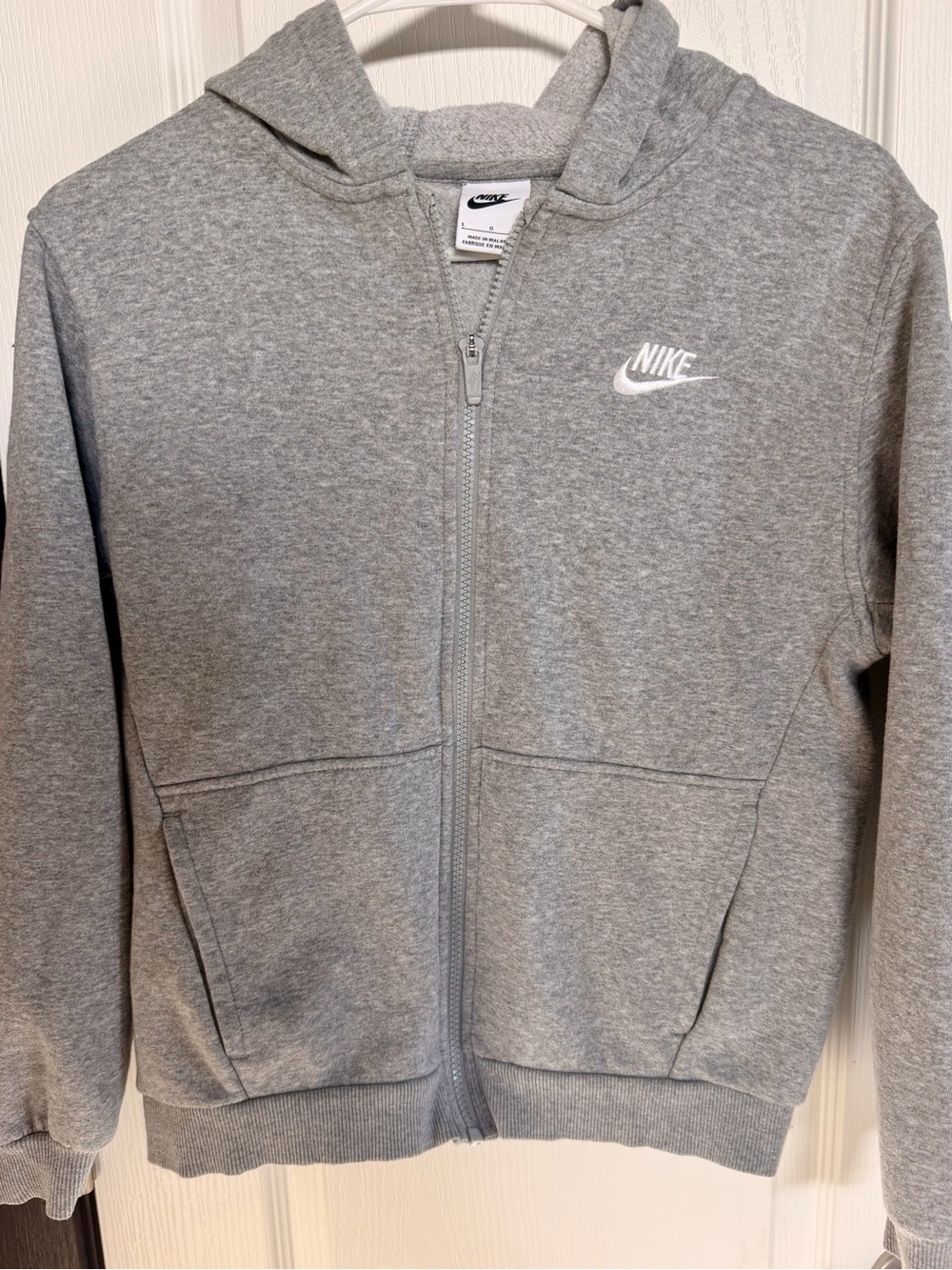 Nike Kids Heather Gray Full Zip Hooded Sweatshirt SZ. Youth Large